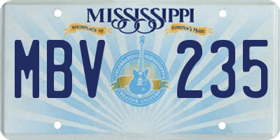 MS license plate MBV235