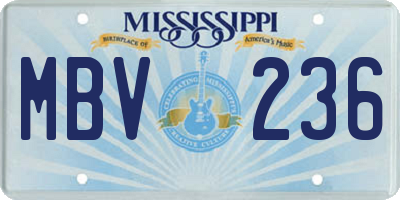 MS license plate MBV236
