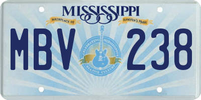 MS license plate MBV238