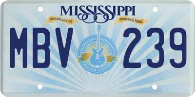 MS license plate MBV239