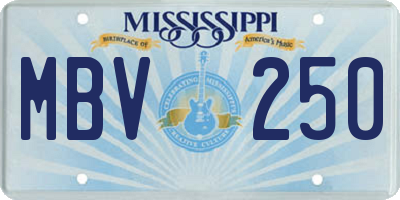 MS license plate MBV250