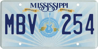 MS license plate MBV254