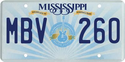 MS license plate MBV260