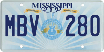 MS license plate MBV280