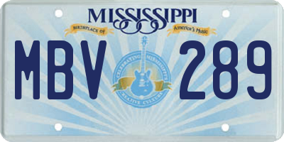 MS license plate MBV289
