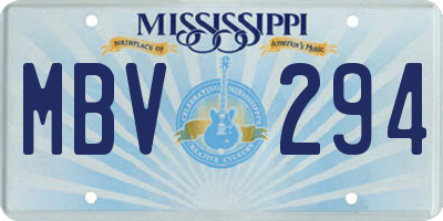 MS license plate MBV294