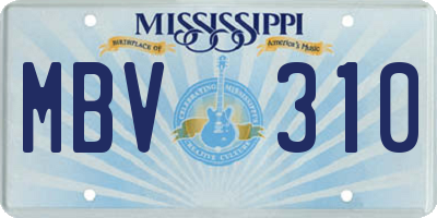MS license plate MBV310