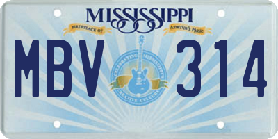 MS license plate MBV314