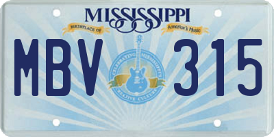 MS license plate MBV315
