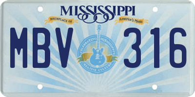 MS license plate MBV316