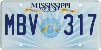 MS license plate MBV317