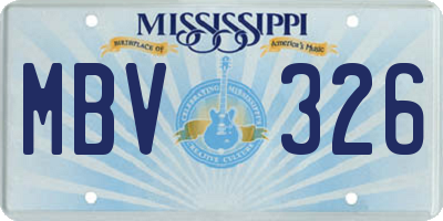MS license plate MBV326