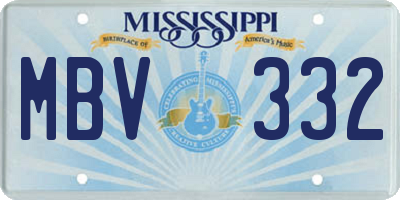 MS license plate MBV332