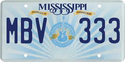 MS license plate MBV333