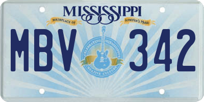 MS license plate MBV342