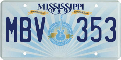 MS license plate MBV353