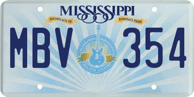 MS license plate MBV354