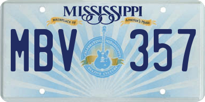 MS license plate MBV357