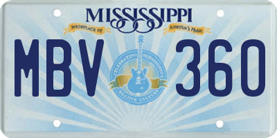 MS license plate MBV360