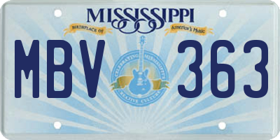 MS license plate MBV363