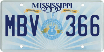 MS license plate MBV366