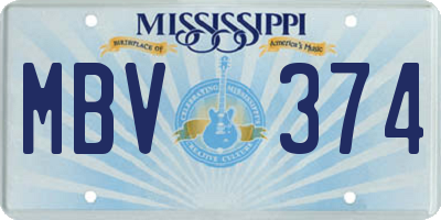 MS license plate MBV374