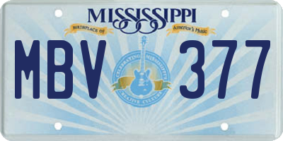 MS license plate MBV377