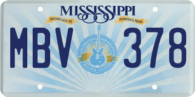 MS license plate MBV378