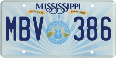 MS license plate MBV386