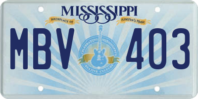 MS license plate MBV403