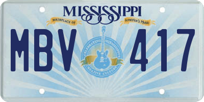 MS license plate MBV417