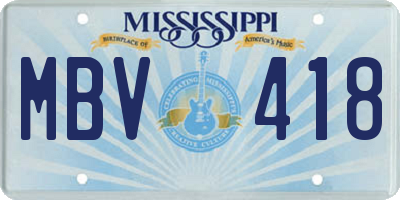 MS license plate MBV418