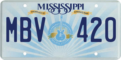 MS license plate MBV420