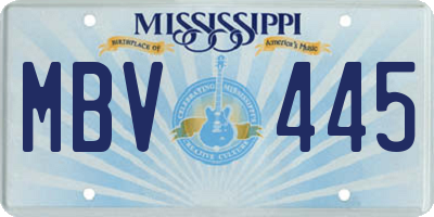 MS license plate MBV445
