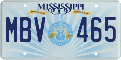 MS license plate MBV465