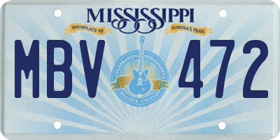 MS license plate MBV472