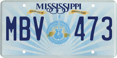 MS license plate MBV473