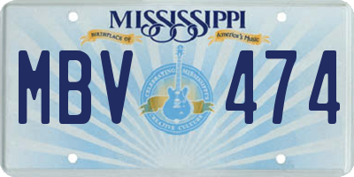 MS license plate MBV474