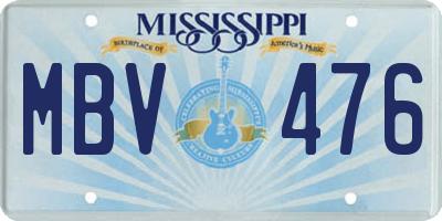 MS license plate MBV476