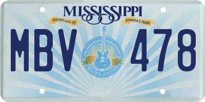 MS license plate MBV478
