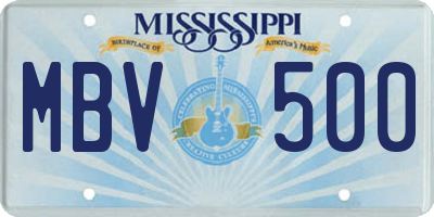 MS license plate MBV500