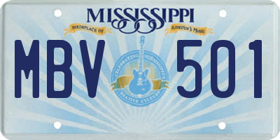MS license plate MBV501