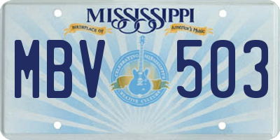 MS license plate MBV503