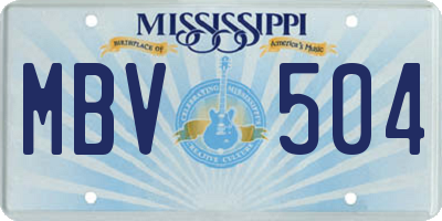 MS license plate MBV504