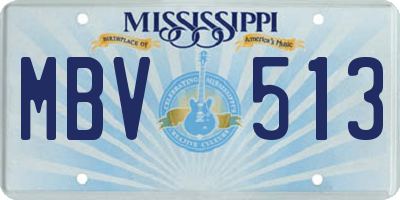 MS license plate MBV513