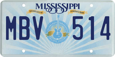 MS license plate MBV514