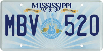 MS license plate MBV520