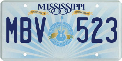 MS license plate MBV523