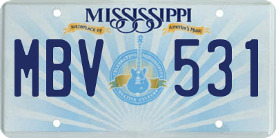 MS license plate MBV531