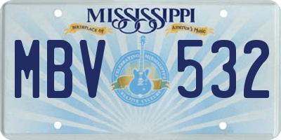 MS license plate MBV532